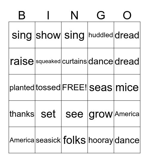 Thanksgiving Mice Bingo Card