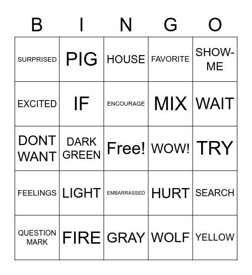 ASL 1 UNIT 4 VOCABULARY REVIEW Bingo Card