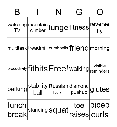 Active Bingo Card