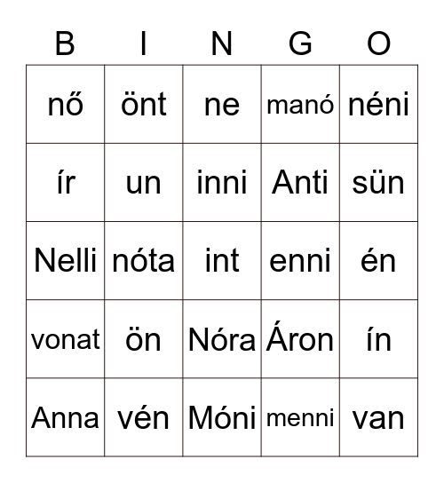 Bingó n-ig Bingo Card