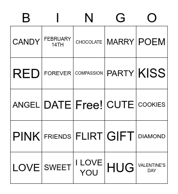 VALENTINE'S DAY BINGO Card