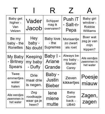 Babyshower Bingo Card