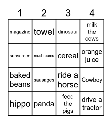 *** English Bingo *** Bingo Card