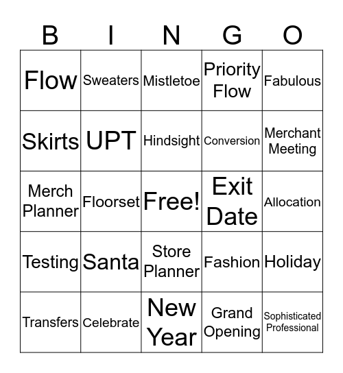 Holiday Bingo Card