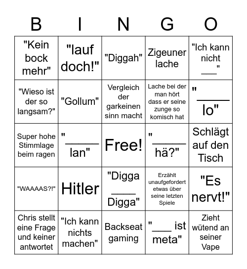 Chris spielt Fifa-Bingo Card