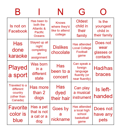 Mingle Bingo- SVOY 2023 Bingo Card