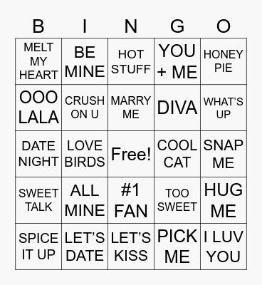 Conversation Heart Bingo Card