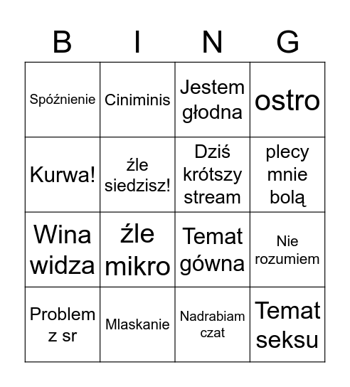 Wilcze Bingo Card