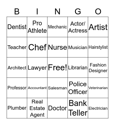 Career Bingo Card
