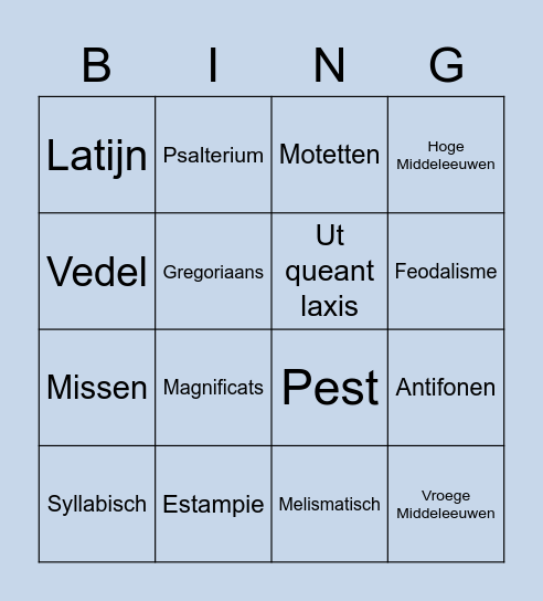 DE MIDDELEEUWEN Bingo Card