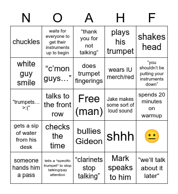 Freeman Bingo Card