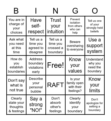 Boundary Bingo Card