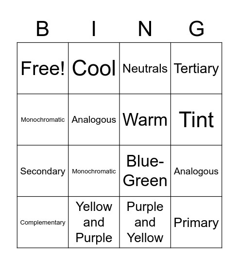 Color Bingo Card