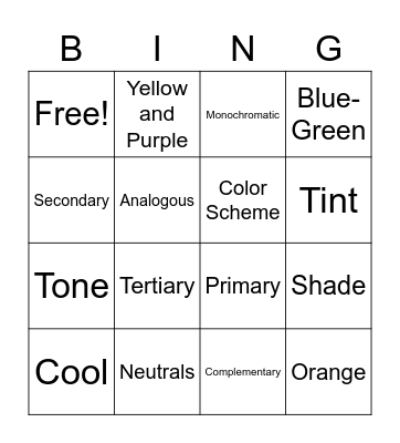 Color Bingo Card