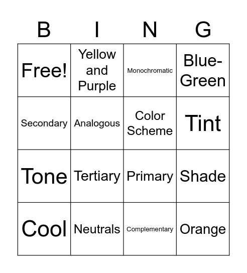 Color Bingo Card