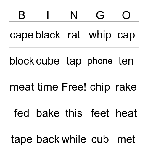 unit 3  Bingo Card
