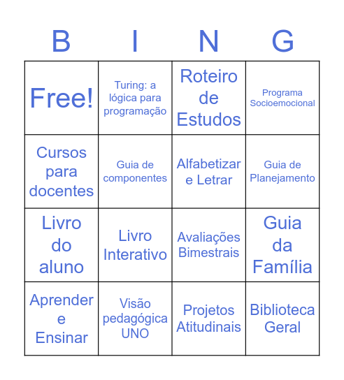 Onde esta? UNO Anos Iniciais Bingo Card