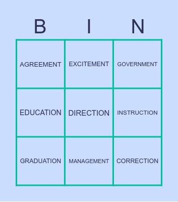 Noun Suffixes Bingo Card