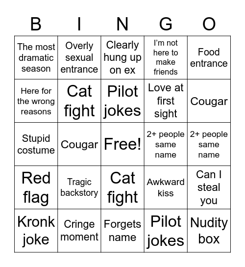 Bachelor Premiere BINGO 2023 Bingo Card