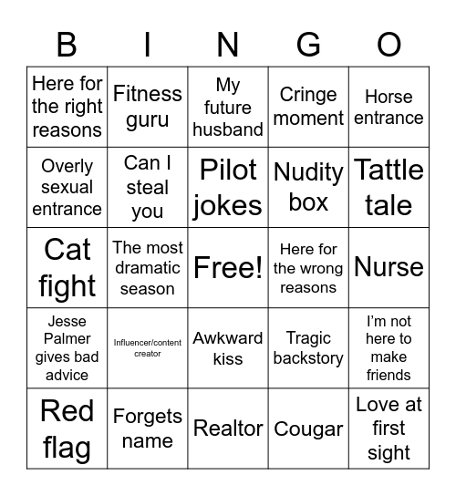 Bachelor Premiere BINGO 2023 Bingo Card