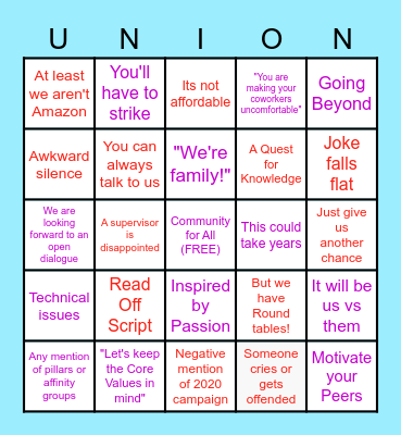TCGunion Captive Audience BINGO Card
