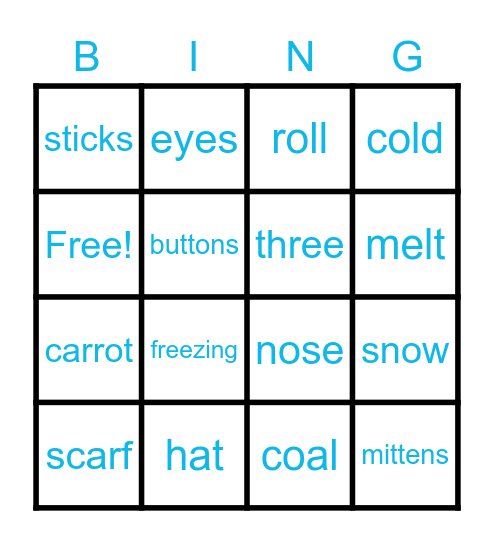 Snowman BINGO Card