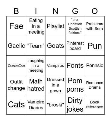 Ava Bingo Card