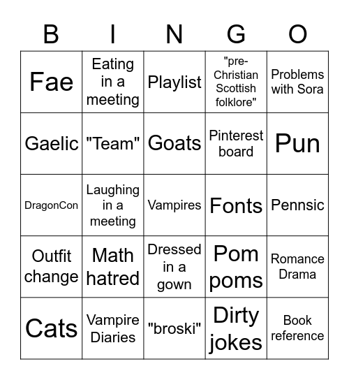 Ava Bingo Card