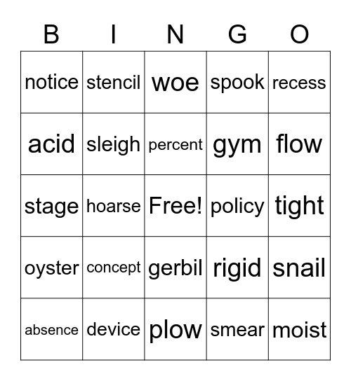 Hard/Soft C/G, Vowel teams Bingo Card