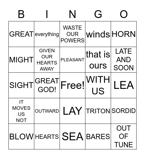 THE WORLD IS TOO MUCH WITH US Bingo Card