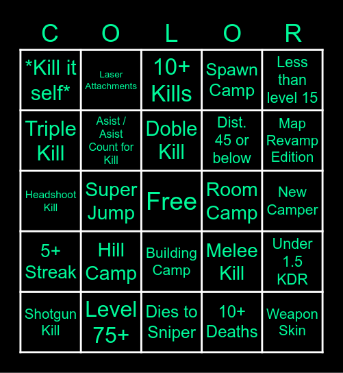 Phantom Forces Bingo Card