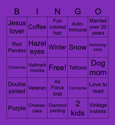 Trisha's MOTW Bingo Card