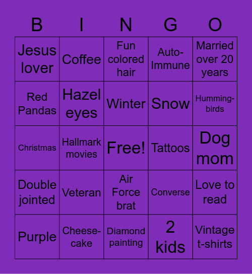 Trisha's MOTW Bingo Card