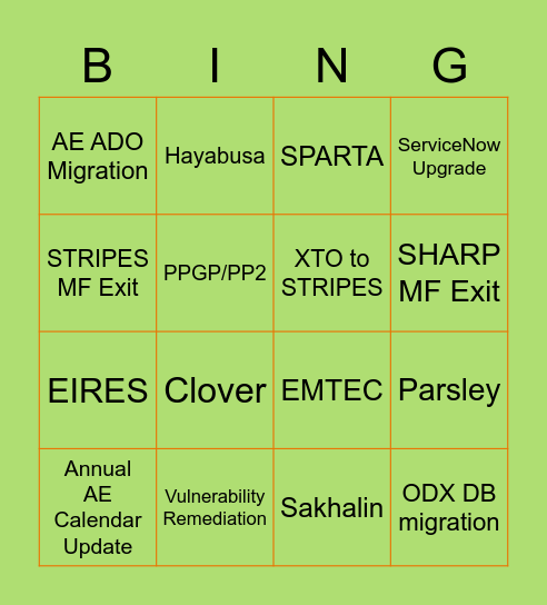 AE 2022 BINGO Card