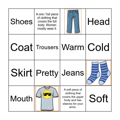 Vocabulary BINGO - Clothes Bingo Card