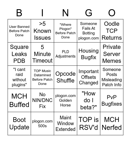 Patch 6.31 Bingo Card