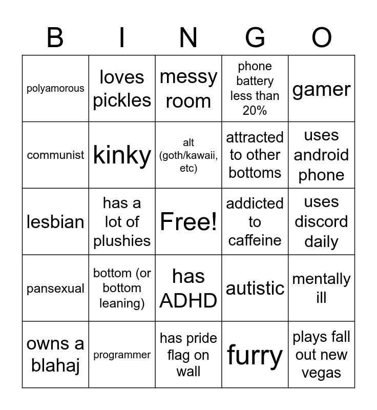 transfemme bingo Card