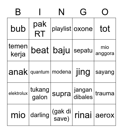 beom Bingo Card