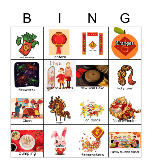 Chinese New Year Bingo Card