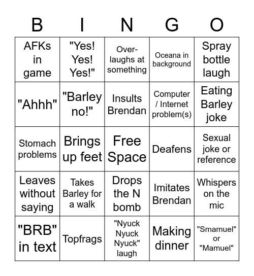 Discord Bingo 2 Bingo Card