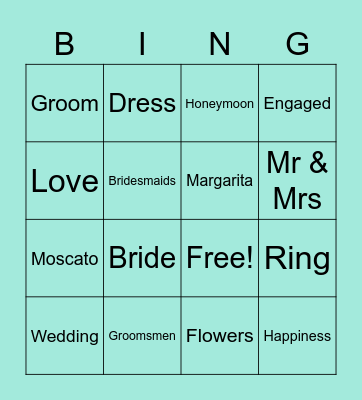 Bridal Bingo Card