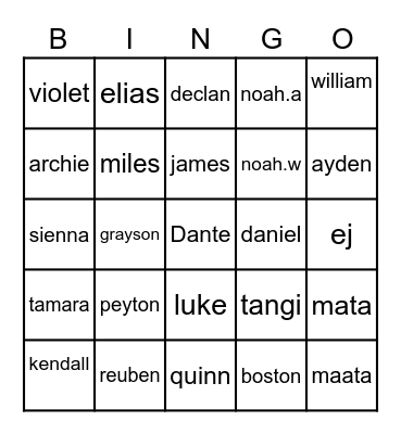 holiday programme Bingo Card