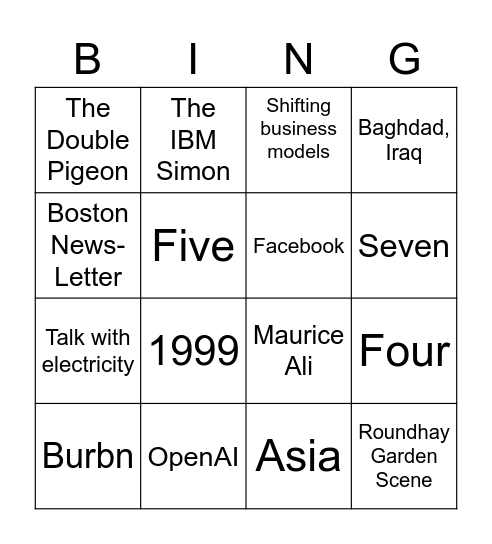 Media & Society Bingo Card