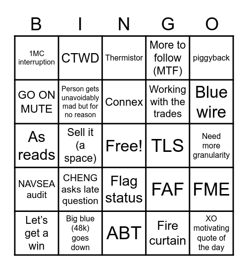 Topside Bingo Card