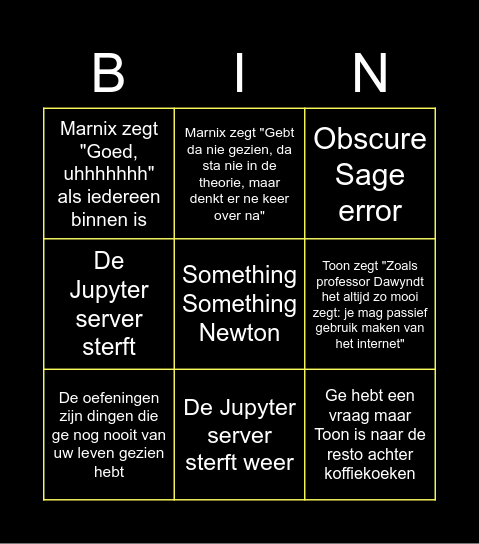 Marnix Examen Bingo Card