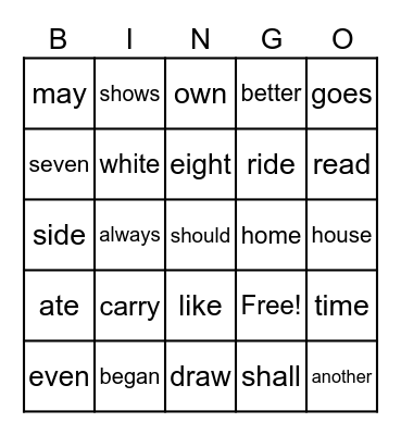 Module 6 - HFW Bingo Card