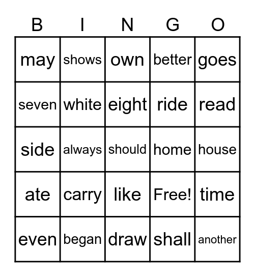 Module 6 - HFW Bingo Card