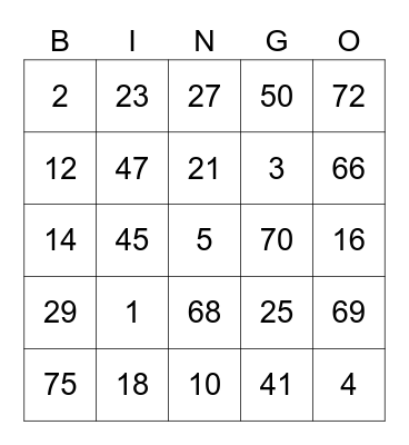 punya ddiminie Bingo Card