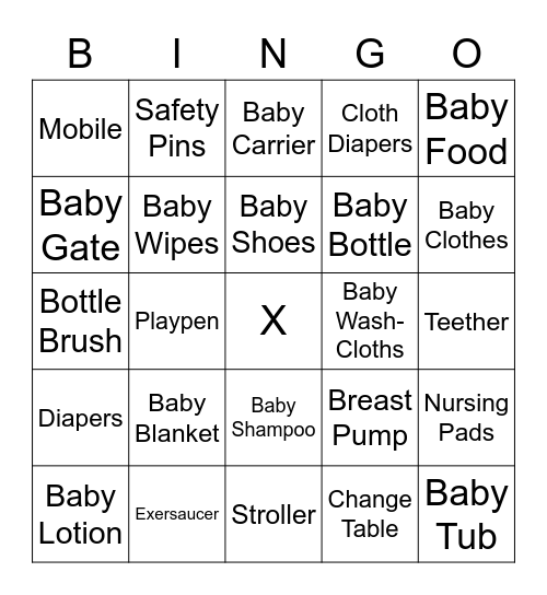 Baby Girl MacIsaac Baby Shower Bingo Card