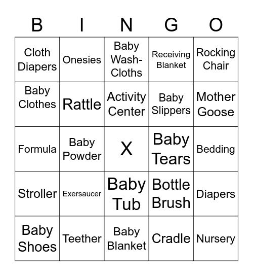 Baby Girl MacIsaac Baby Shower Bingo Card